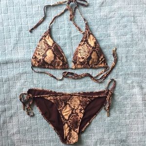 Brown Snake Print Bikini